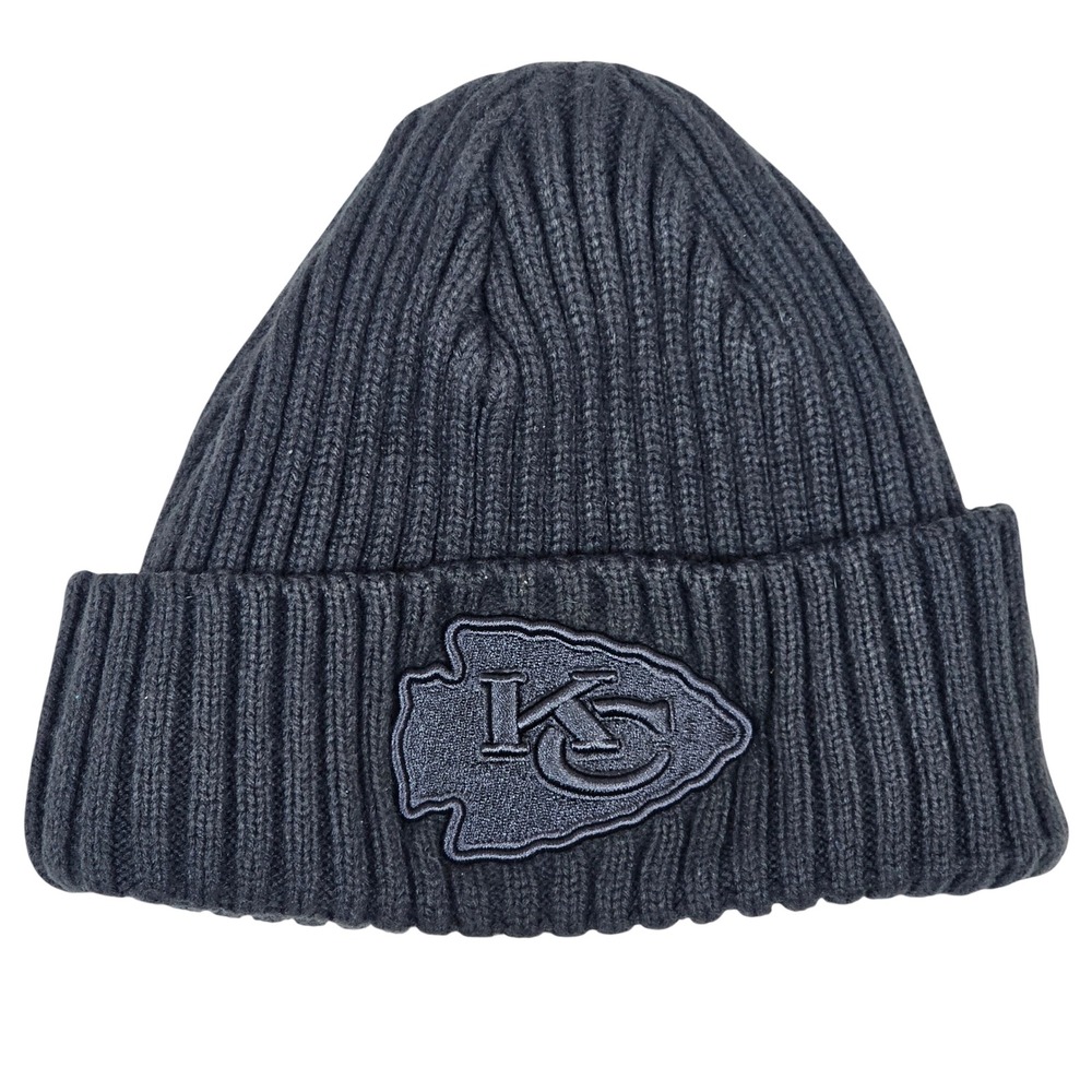 New Era Kansas City Chiefs NFL Youth Beanie Hat Gray Ribbed Fleece Lined Knit